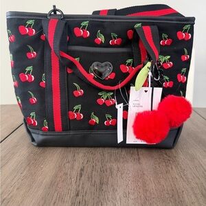 NWT  Betsey Johnson Luv Betsey LBADIE black cherry tote crossbody bag